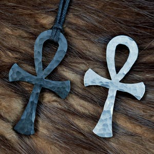 Black Steel Egyptian Cross Ankh Necklace, comes supplied with jewelry cord image 7