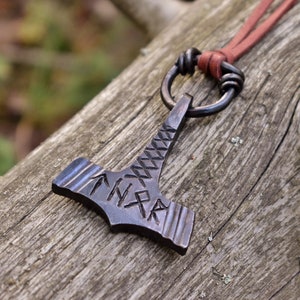 Large Thor's Hammer Pendant, Big Viking Age Varangian Runed Mjolnir, comes supplied with jewelry cord.