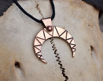 Bronze Viking Lunula Crescent Moon Pendant, sold with jewelry cord