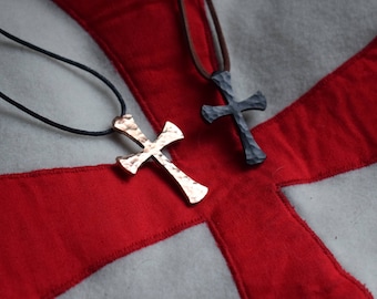 Steel/Bronze Crusader Cross Pendant, comes supplied with jewelry cord