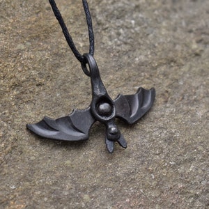 Black Iron Vampire Bat Dracula pendant, sold with jewelry cord