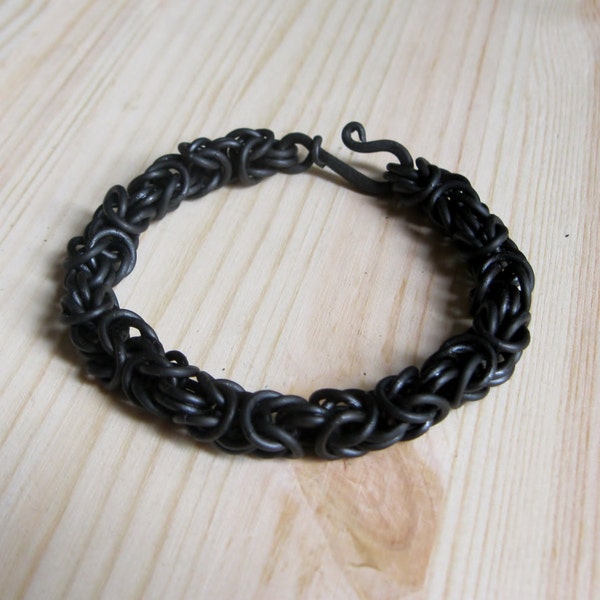 Bracelet chaîne byzantine en acier noir