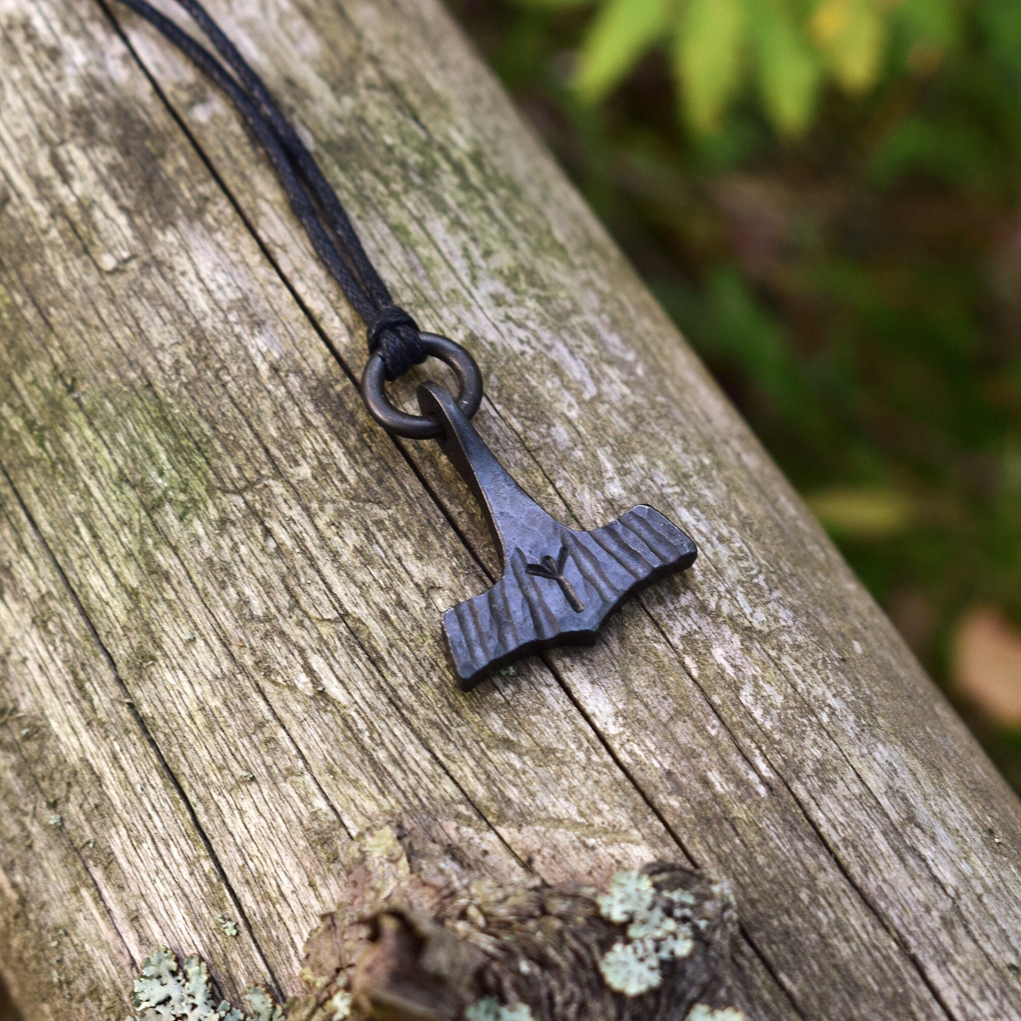 PAURO Men's Stainless Steel Viking Thors Hammer Pendant Necklace - Norse Odin Quake Design - View #5