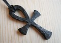 Black Steel Egyptian Cross Ankh Necklace, comes supplied with jewelry cord