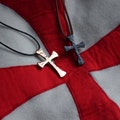 Steel/Bronze Crusader Cross Pendant, comes supplied with jewelry cord product logo