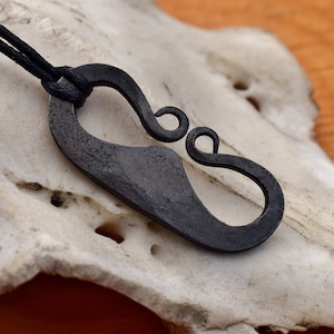 Viking Firesteel Fire Striker Pendant, Woodsman&#39;s/Wilderness Guide&#39;s Symbol, Hand Forged from Black Iron