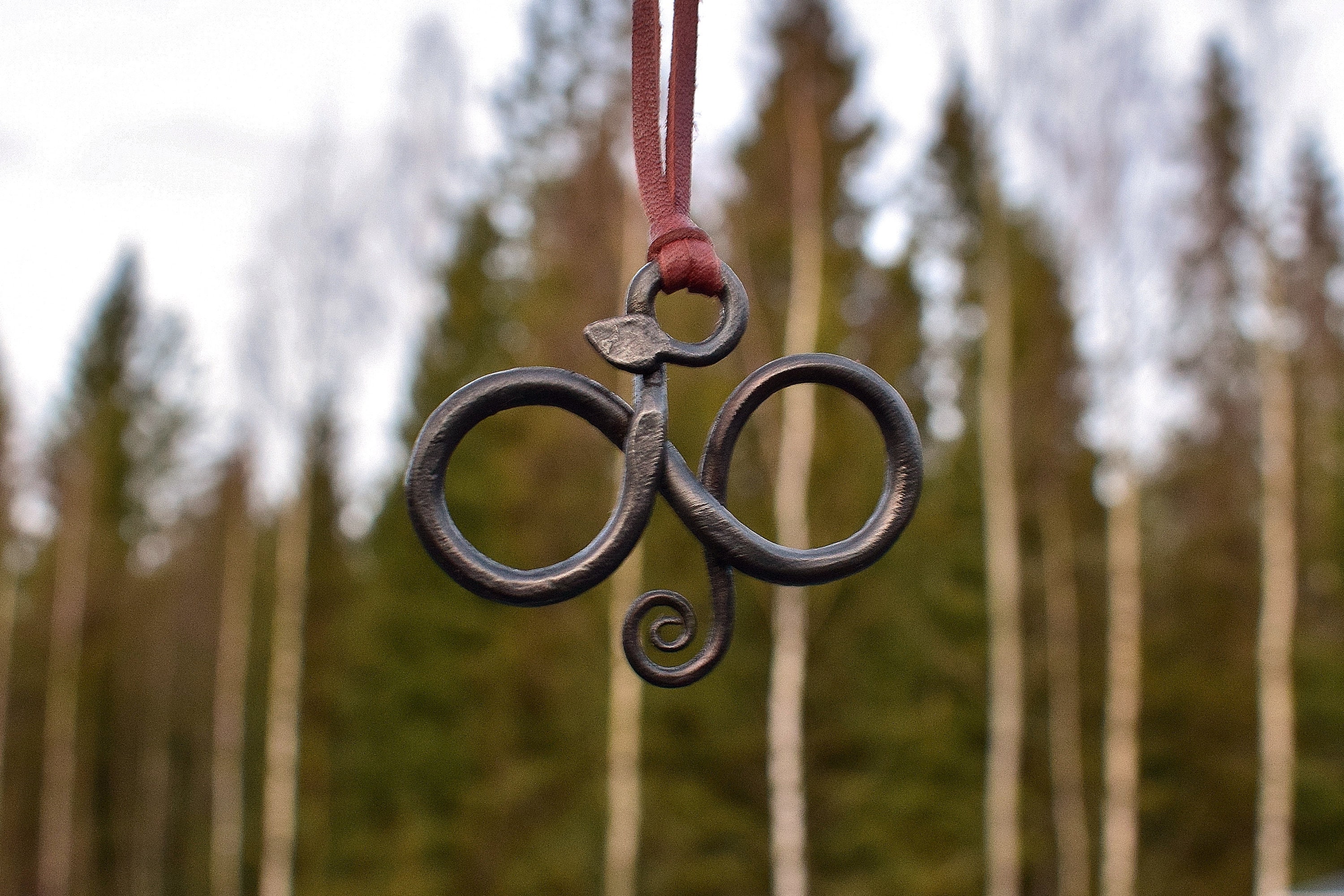 Forged Steel Jormungandr Infinity Snake Pendant, Comes Supplied