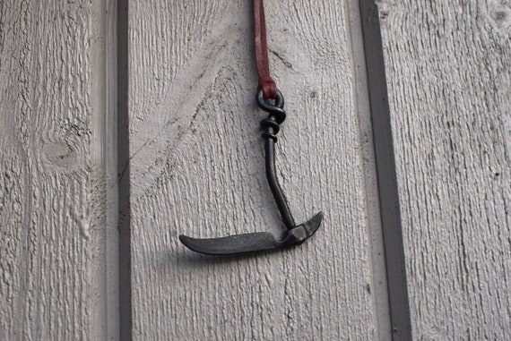 Hand Forged Grim Reaper's Scythe Pendant, comes supplied with jewelry cord