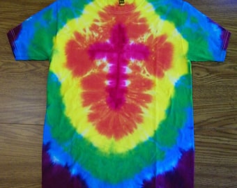 tie dye cross shirt, Christian t shirts men, hippie clothes women, rainbow tie dye shirt, Sunday school teacher gift, Christmas gifts for