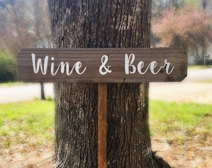 Beer and Wine Sign, Wine and Beer Sign, Rustic Bar Signs, Cocktail Hour