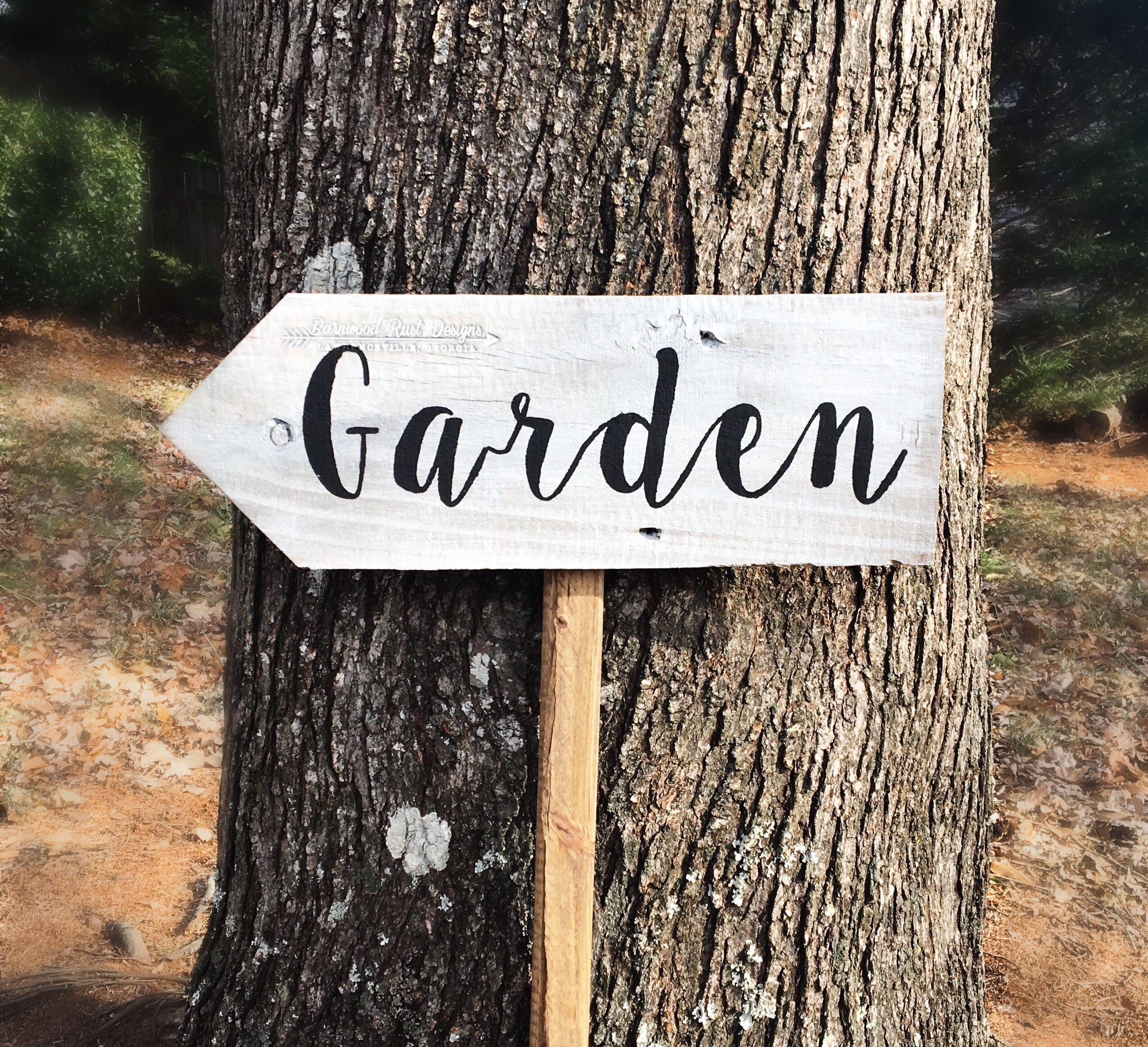 Garden Sign Garden Decor Directional Sign Wooden Garden Etsy