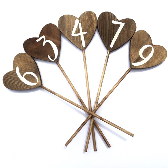 20 Sets Wooden Heart Table Number Freestanding for Wedding Table Decor 1-20