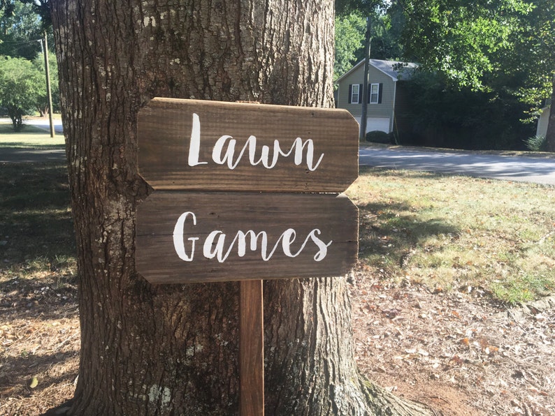 Lawn Games Sign Lawn Games Wedding Yard Games Rustic Wooden Etsy