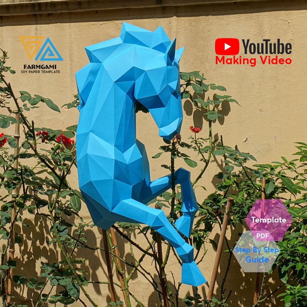 Horse Paper Model template Horse paper Sculpture Horse Etsy