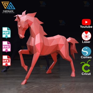 Horse Stand Paper Model Template | Horse Stand Paper Sculpture | Horse Stand Papercraft Kit DIY 3D