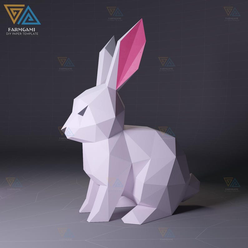 3D Papercraft Bunny Sculpture – Low Poly Rabbit (digital Download) - Etsy