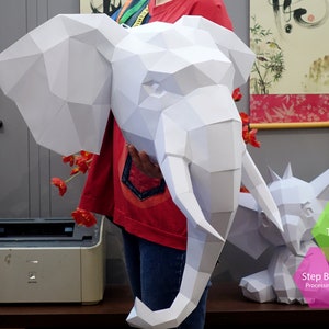 Elephant Paper Model template Elephant paper Sculpture Elephant Papercraft Kit DIY 3D Paper Crafts image 4