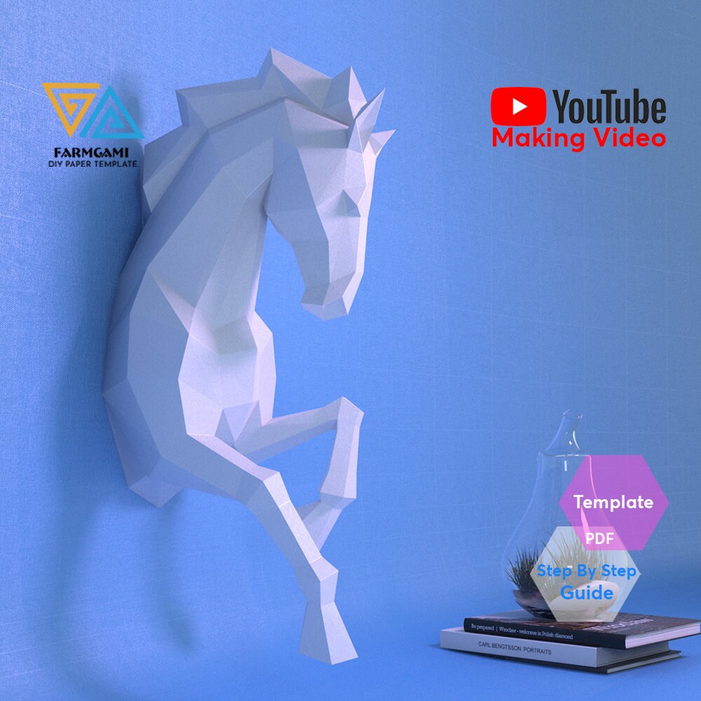 Horse Paper Model template Horse paper Sculpture Horse Etsy
