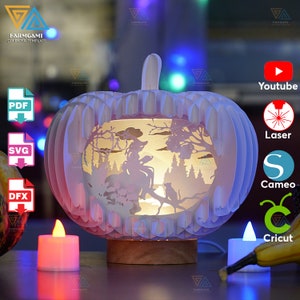 La princesa con el gato Calabaza Sombra de luz emergente 3D, Cameo, Cricut y máquina de corte láser, regalo de luz nocturna de Halloween