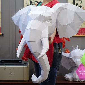 Elephant Paper Model template Elephant paper Sculpture Elephant Papercraft Kit DIY 3D Paper Crafts image 6