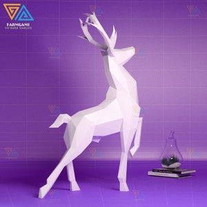 Deer Stand Paper Model Template Deer Stand Paper Sculpture Deer Stand Papercraft Kit DIY 3D image 4