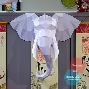 Elephant Paper Model template Elephant paper Sculpture Elephant Papercraft Kit DIY 3D Paper Crafts image 5