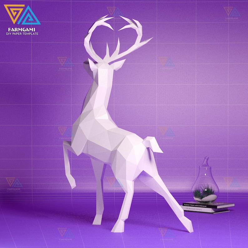 Deer Stand Paper Model Template Deer Stand Paper Sculpture Deer Stand Papercraft Kit DIY 3D image 3