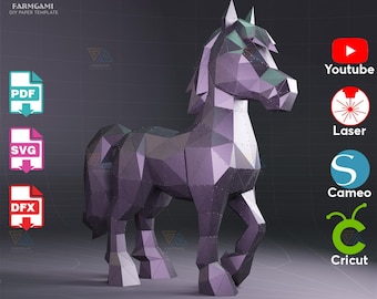 Cartoon Horse Metal Sculpture – DXF Laser Cut Template