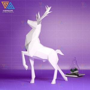 Deer Stand Paper Model Template Deer Stand Paper Sculpture Deer Stand Papercraft Kit DIY 3D image 2