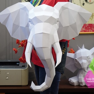 Elephant Paper Model template Elephant paper Sculpture Elephant Papercraft Kit DIY 3D Paper Crafts image 2