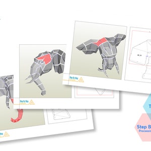 Elephant Paper Model template Elephant paper Sculpture Elephant Papercraft Kit DIY 3D Paper Crafts image 8