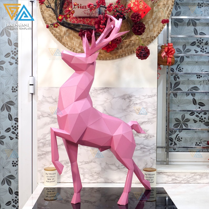 Deer Stand Paper Model Template Deer Stand Paper Sculpture Deer Stand Papercraft Kit DIY 3D image 5