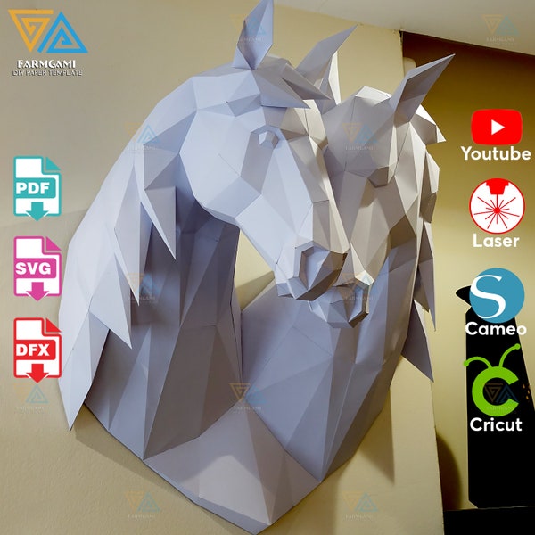 Modèle de modèle en papier pour couple cheval | Sculpture en papier pour couple cheval | Kit de création en papier pour couple cheval Artisanat en papier 3D bricolage