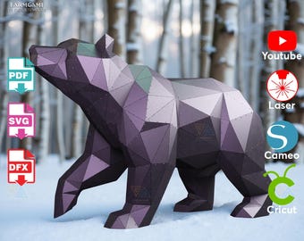 3D Metal Bear Sculpture – CNC Laser Cut DXF Template (Digital Download - Weld version)