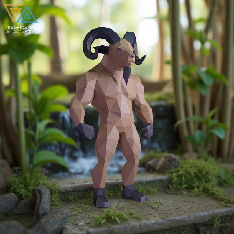Goat Papercraft Goat Warrior Papercraft Template – Diy 3D Paper Sculpture (PDF, DXF ...