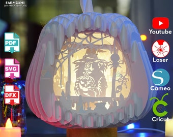 Witch with Pumpkin Paper Craft Template – Halloween SVG, DXF, PDF
