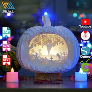 3D Pumpkin Light Box – Halloween Shadow Lantern (SVG, PDF, DXF)
