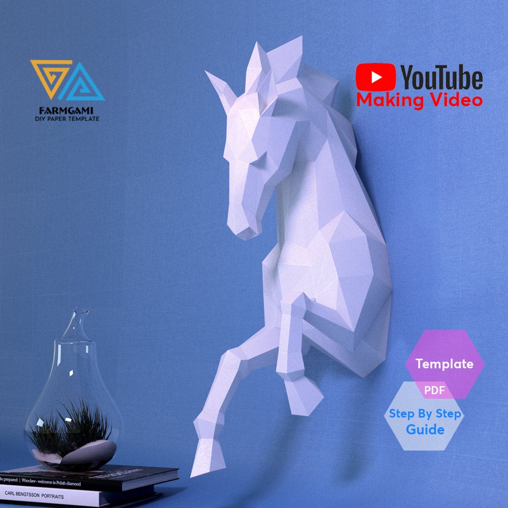 Horse Paper Model template Horse paper Sculpture Horse Etsy