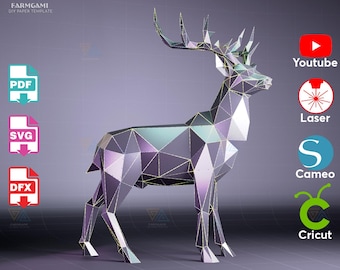 3D Deer Metal Sculpture Template – CNC Laser Cut (DXF Digital File)