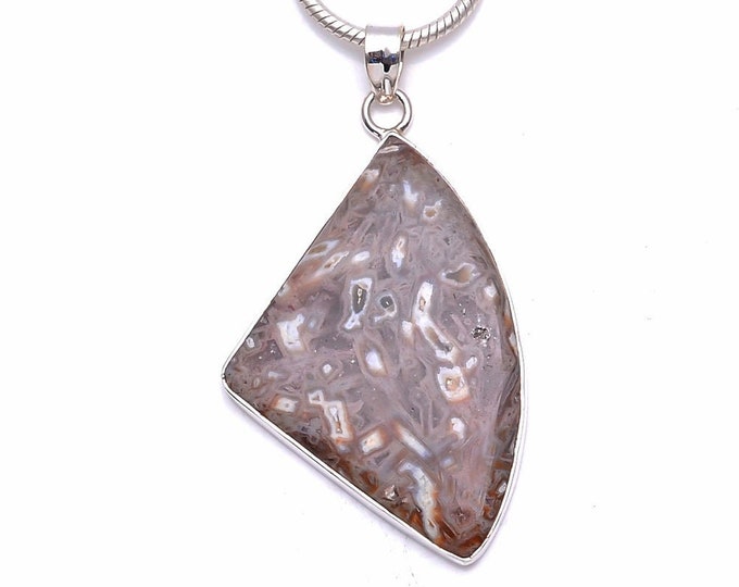 Moroccan STICK AGATE Fine 925 Sterling Silver Pendant & FREE 3MM Italian 925 Sterling Silver Chain P6323