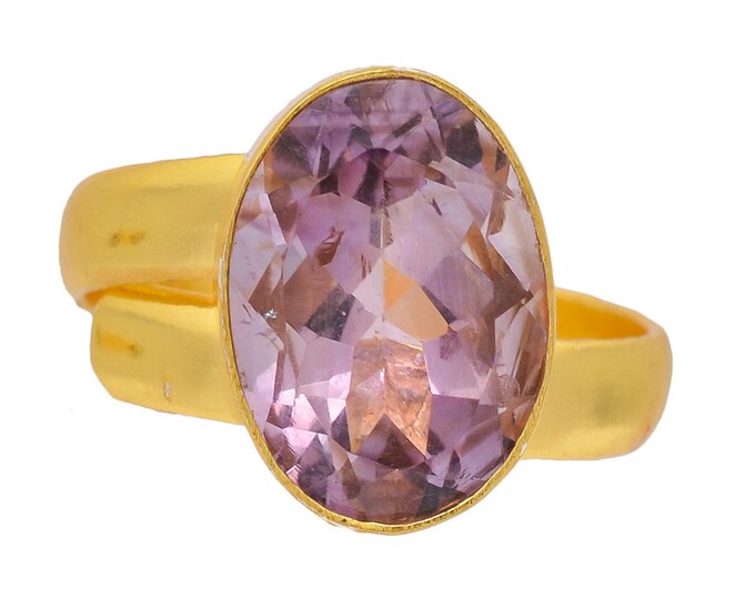 Size 8.5 - Size 10 Lavender Amethyst Ring Meditation Ring 24K Gold Ring GPR360