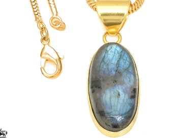 Blue Labradorite Pendant Necklaces & FREE 3MM Italian 925 Sterling Silver Chain GPH439