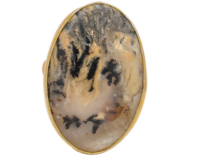 Size 7.5 - Size 9 Montana Agate Ring Meditation Ring 24K Gold Ring GPR85