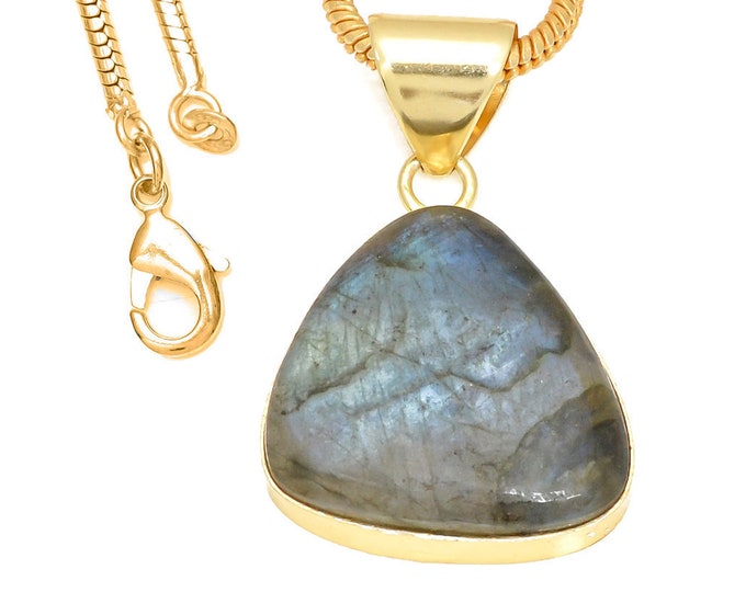 Blue Labradorite Pendant Necklaces & FREE 3MM Italian 925 Sterling Silver Chain GPH417