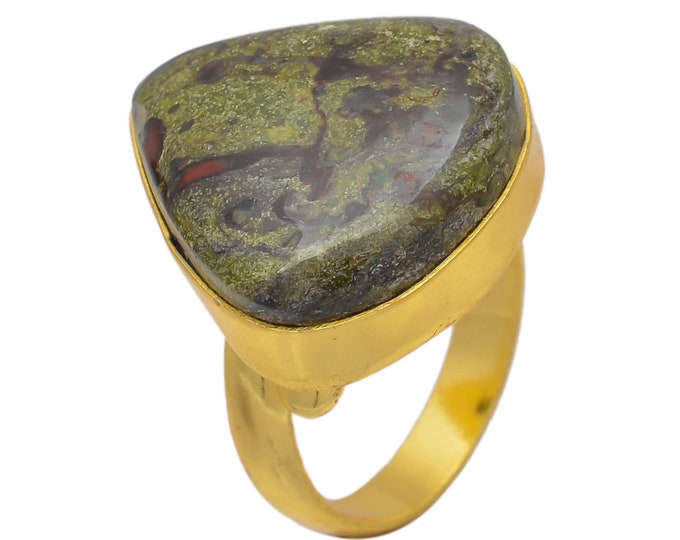 Size 8.5 - Size 10 Dragon Blood Stone Ring Meditation Ring 24K Gold Ring GPR90