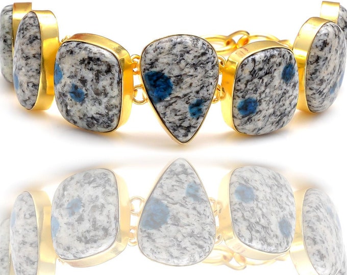 K2 Jasper Genuine Gemstone Gold  Healing Crystal Bracelet • Birthstone Bracelet GB127