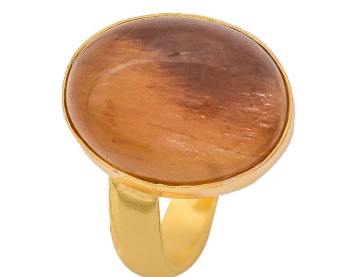 Size 6.5 - Size 8 Sunstone Ring Meditation Ring 24K Gold Ring GPR1315