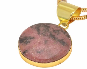 Rhodonite Pendant Necklaces & FREE 3MM Italian 925 Sterling Silver Chain GPH364