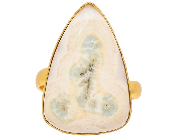 Size 10.5 - Size 12 Solar Quartz Ring Meditation Ring 24K Gold Ring GPR158