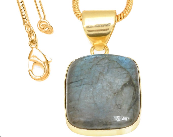 Blue Labradorite Pendant Necklaces & FREE 3MM Italian 925 Sterling Silver Chain GPH422